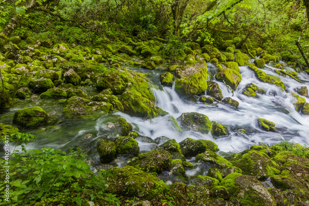 Gljun stream source near Bovec village, Slovenia Gljun stream source near Bovec village, Slovenia