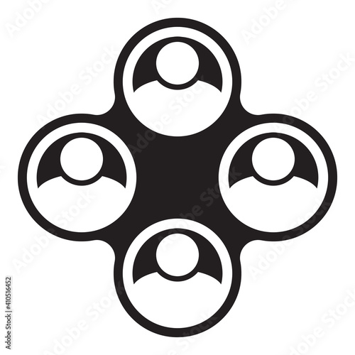 icon:  group of of four equal teammates