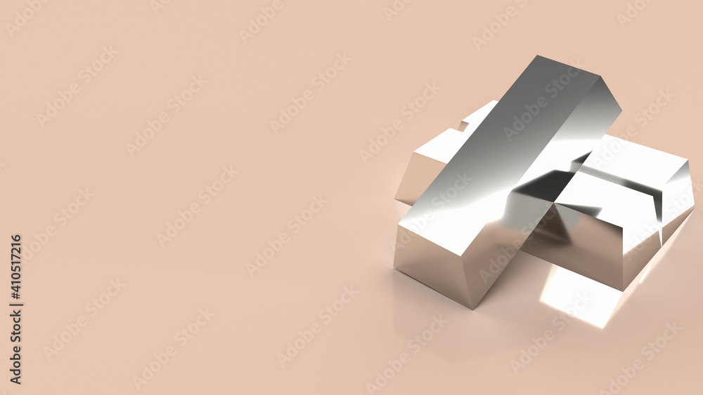 The silver bar for background business content 3d renderin