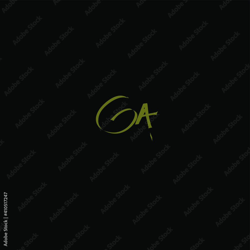 GA initial handwritten calligraphy, for monogram and logo GA initial handwritten calligraphy, for monogram and logo