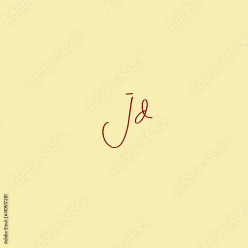 JD initial handwritten calligraphy, for monogram and logo