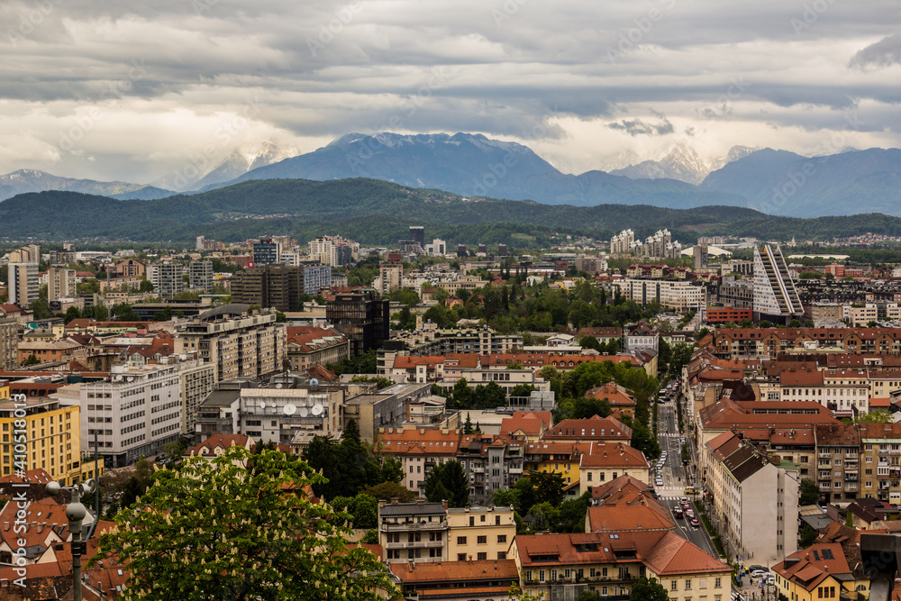 Aerial view of Ljubljana, Slovenia