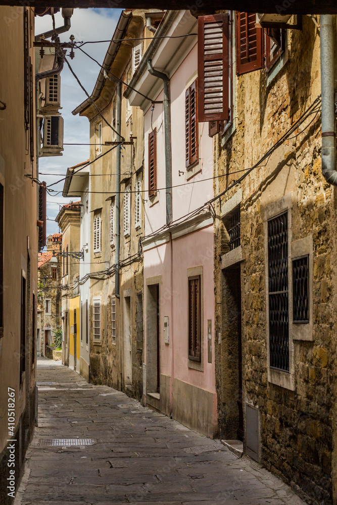 Narrow alley in Koper, Slovenia