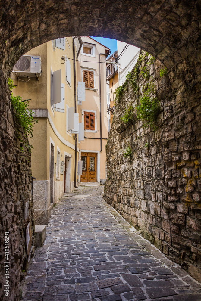 Alley in Piran town, Slovenia