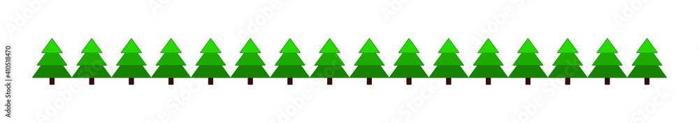 Fototapeta premium border frame from green fir trees isolated on white background, vector 