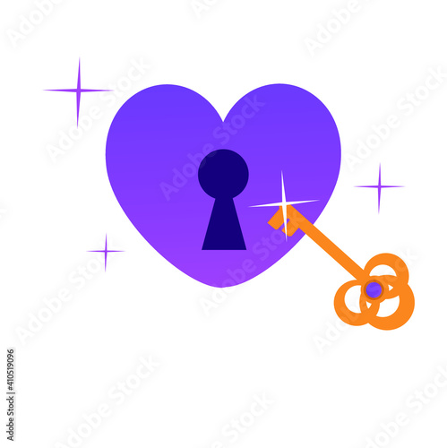 Heart with keyhole and lock key,  symbol of romance, love and date