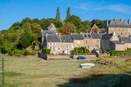 Saint-Cast Le Guildo, France - August 25, 2019: Coastal scenery at the Harbor of Guildo, Brittany, France photo