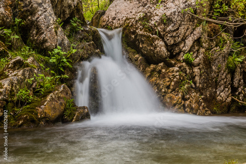 Small waterfall at Mlinski potok stream in Durmitor mountains, Montenegro