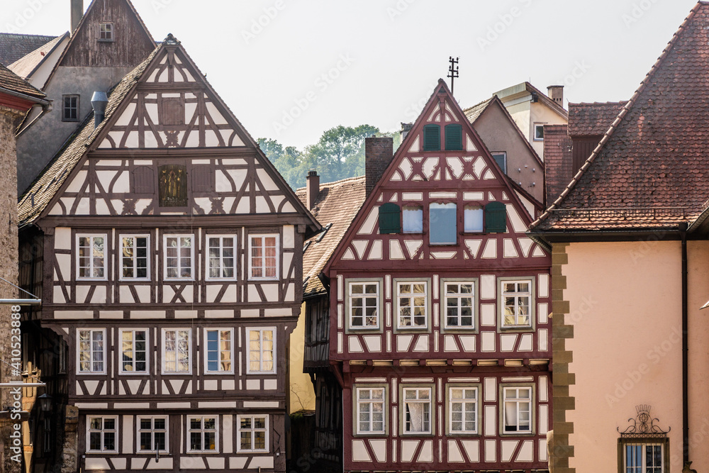 Medieval half timbered houses in Schwabisch Hall, Germany