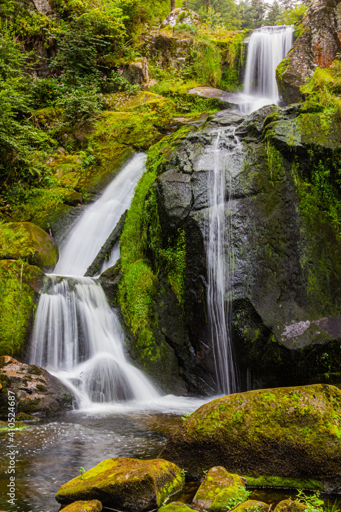 One of Triberg Waterfalls steps in the Black Forest region in , Baden-Wuerttemberg, Germany