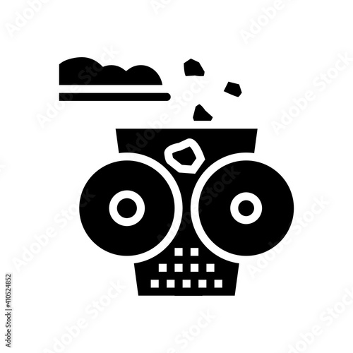 crushing stone machine glyph icon vector. crushing stone machine sign. isolated contour symbol black illustration