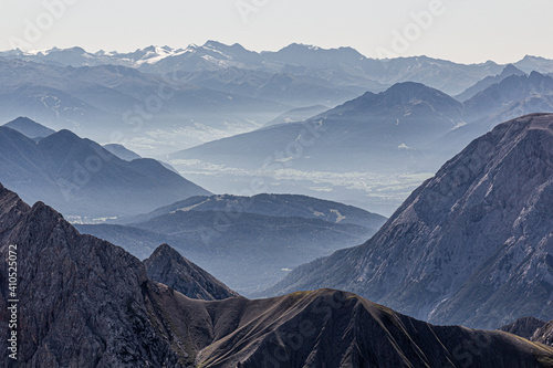 View of mountains from the peak of Zugspitze, Germany