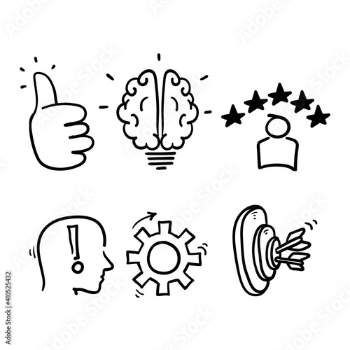 hand drawn doodle element symbol for competence, skills and knowledge concept in doodle style vector