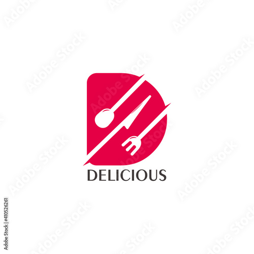 letter d delicious food restaurant symbol logo vector
