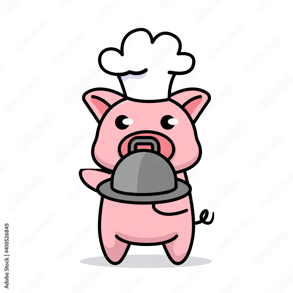 Cute baby chef piggy animal mascot logo Cute baby chef piggy animal mascot logo