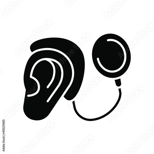 Cybernetics, cochlear implant vector illustration. Simple solid style for web and app. Hearing therapy concept. EPS 10