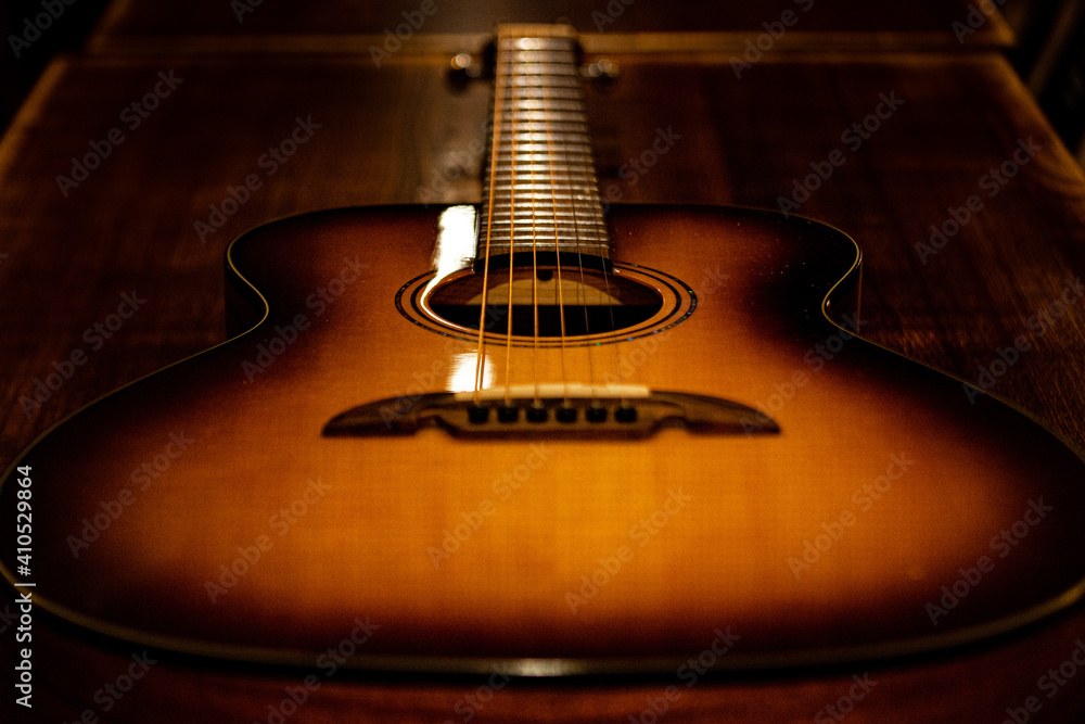 Fototapeta premium acoustic guitar close up