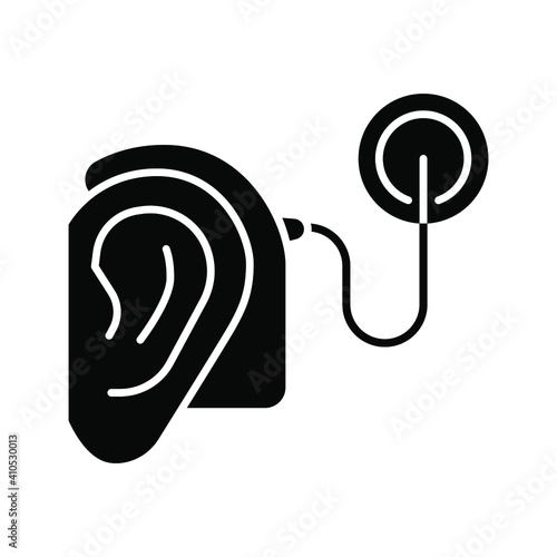 Cybernetics, cochlear implant vector illustration. Simple solid style for web and app. Hearing therapy concept. EPS 10