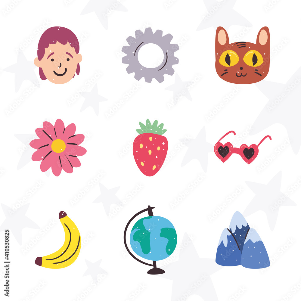 cute miscellaneous icon set vector design cute miscellaneous icon set vector design