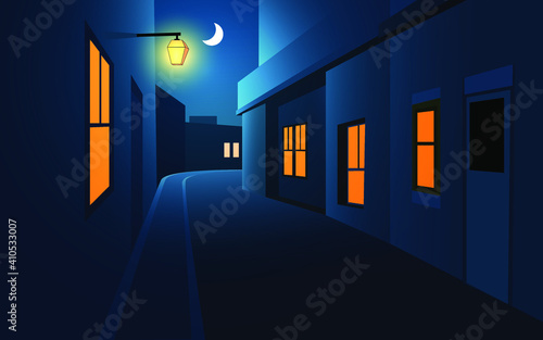 Night city street illustration