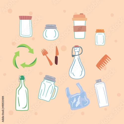 Save the planet zero waste and eco symbol collection vector design