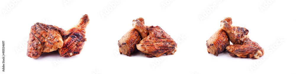 Naklejka premium grilled chicken, chicken legs isolated on white background