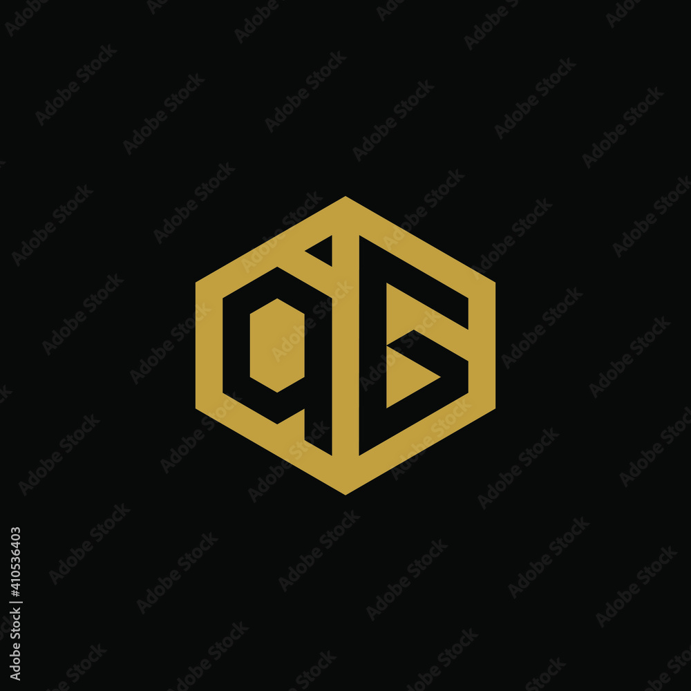Initial letter QG hexagon logo design vector Initial letter QG hexagon logo design vector