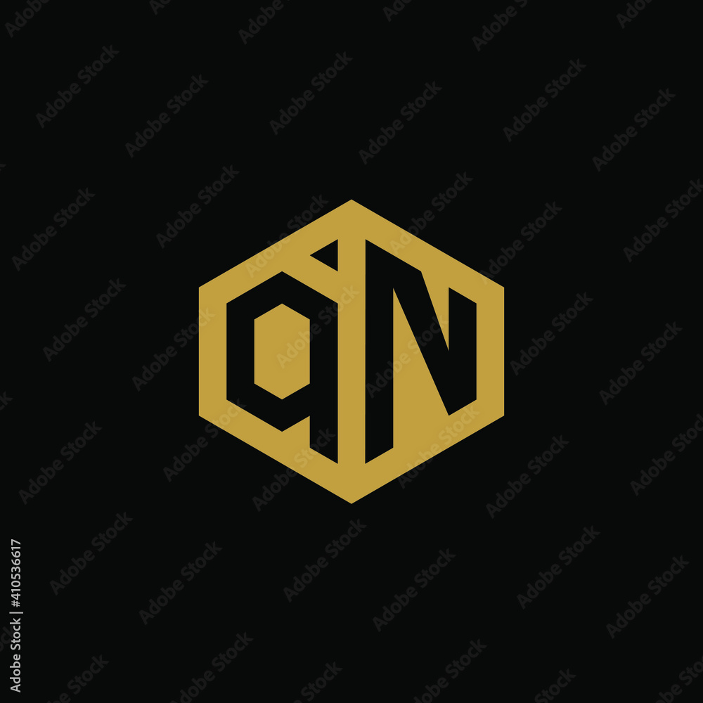 Initial letter QN hexagon logo design vector Initial letter QN hexagon logo design vector