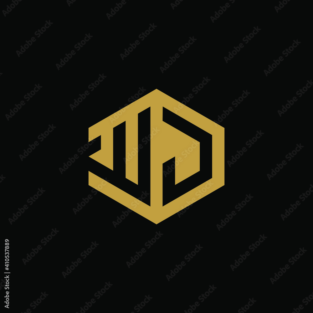 Initial letter WJ hexagon logo design vector Initial letter WJ hexagon logo design vector