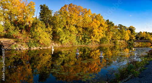 Fall on a river in the Finger Lakes, New York State