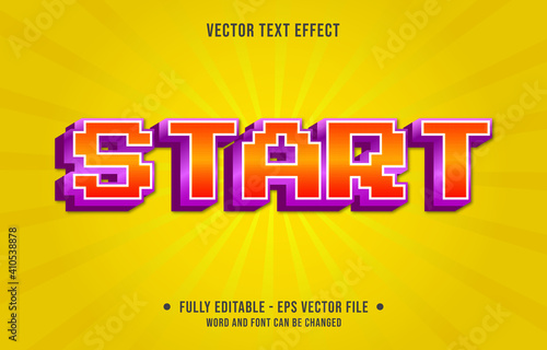 Editable text effect - start orange gradient color 8bit  retro game style