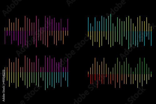 Color sound waves set in abstract style on black background. Abstract technology background. Stock image. EPS 10.