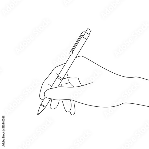 Illustration of a hand holding a pen 
