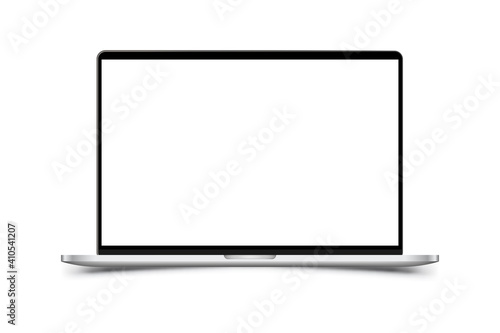 Mock-up of realistic Laptop. Front side with screen isolated on white background with shadow. Flat vector illustration EPS 10.