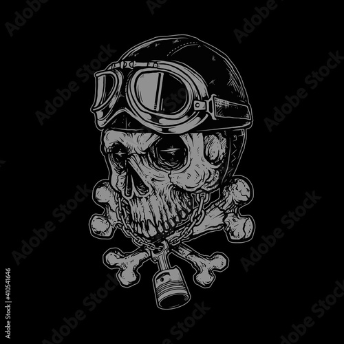 Skull biker horror graphic illustration vector art t-shirt design