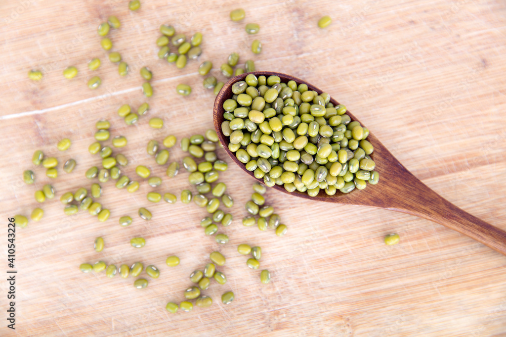A spoonful of fresh mung beans
