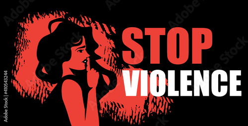 scared terrified woman stop violence and aggression concept portrait horizontal vector illustration