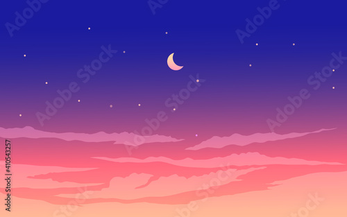 Beautiful night sky with moon
