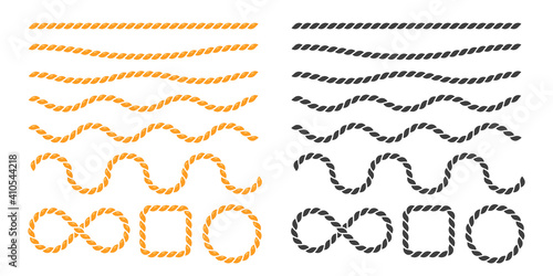 Swaying black nautical rope border vector For round text frames. photo