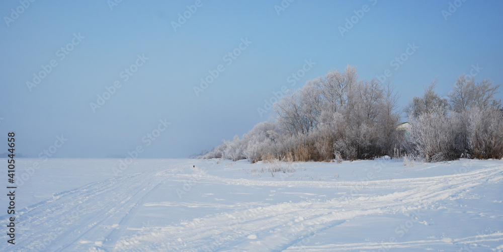 Winter fog in the vicinity of Omsk, Siberia Russia Winter fog in the vicinity of Omsk, Siberia Russia