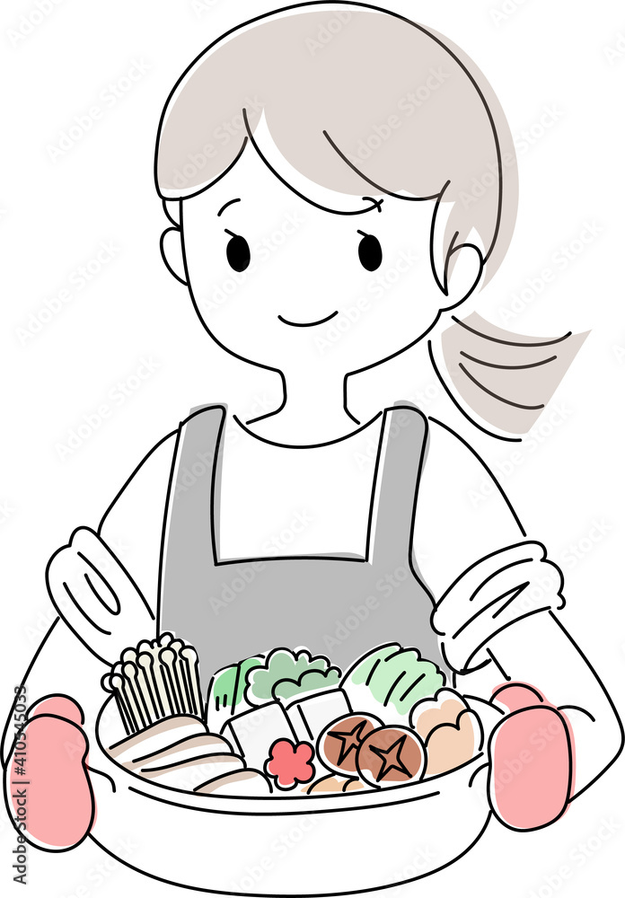 料理をする女性（お鍋）