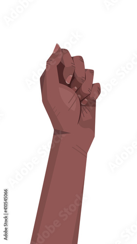international womens day raised up black fist strong girl power concept female hand vertical vector illustration