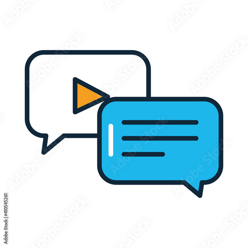 social media concept, speech bubbles icon, line and fill style