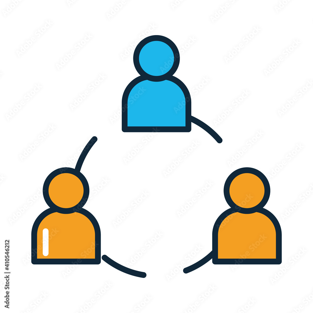 Arrow connections link people in a social media network friendship circle, line and fill style Arrow connections link people in a social media network friendship circle, line and fill style