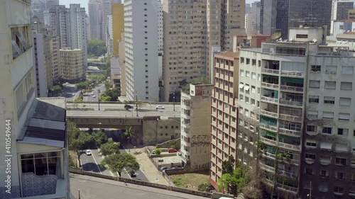 Wallpaper Mural Buildings and bridges of São Paulo, the largest city of Brazil, of the 5 biggest in the world. Blue sky for a grey city. B-roll stabilising shot. Torontodigital.ca
