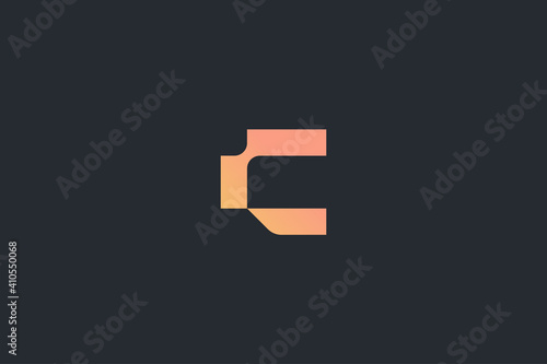 Futuristic Geometric Letter C Dark Background Logo Monogram Template