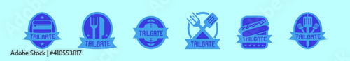 set of tailgates foods cartoon icon design template with various models. vector illustration isolated on blue background