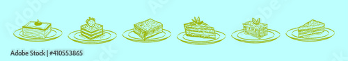 set of Popular desserts icon design template with various models. vector illustration isolated on blue background