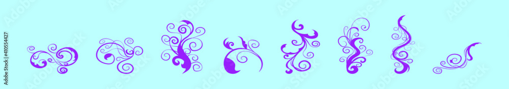 Naklejka premium set of scroll work cartoon icon design template with various models. vector illustration isolated on blue background