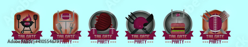 set of tailgate logo cartoon icon design template with various models. vector illustration isolated on blue background